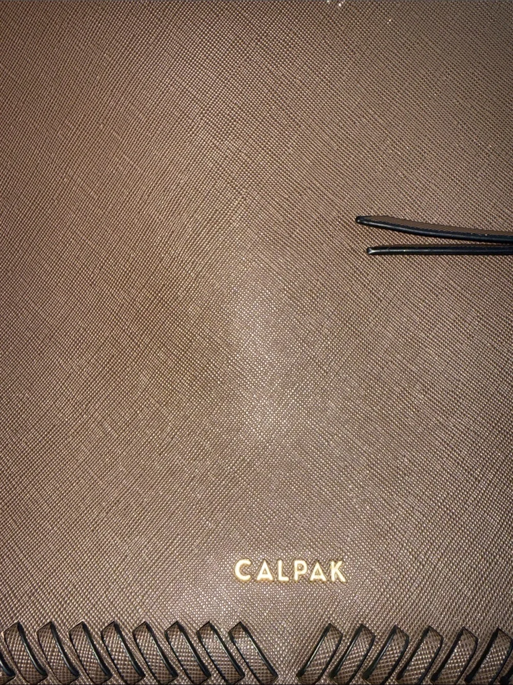 Calpak Brown Leather Backpack with Whipstitch Trim and Gold Hardware